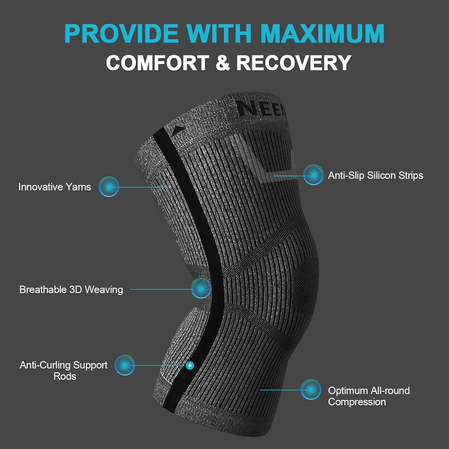 Knee Compression Sleeve – Knee Brace for Women Men, Knee Pain Joint Pain Relief, Swelling, Inflammation, Circulation