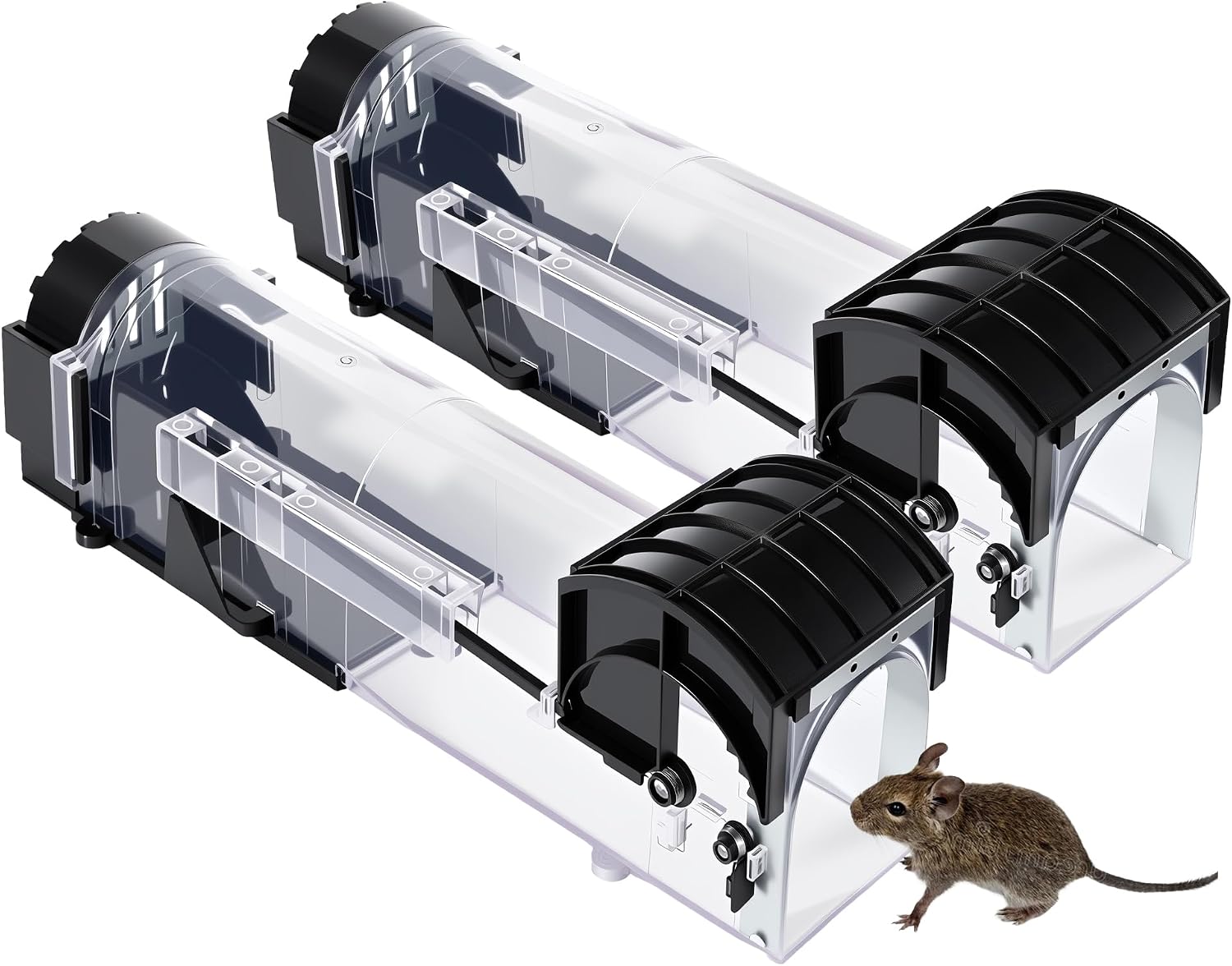 Mouse Traps 2-Pack, 12.2 Inches Humane Live-Catch Mouse Trap for Homes with Kids & Pets — Designed for Safe Release