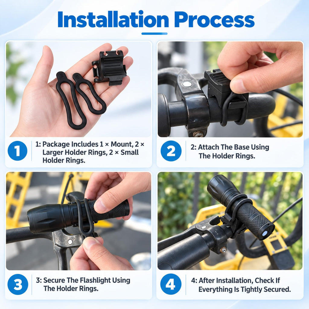 2 Pcs Bike Flashlight Mount, Bike Light Mount