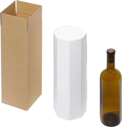 HASHI-HACO 6-Bottle Wine Shipping Box, Two-Piece Design, Eight-Sided Bottle Protector, White (4.6 x 4.6 x 13.4 in)