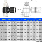 TAILONZ 1/4" x 1/4" NPT SL-1/4-N2 Elbow Flow Control Valve 3Pcs