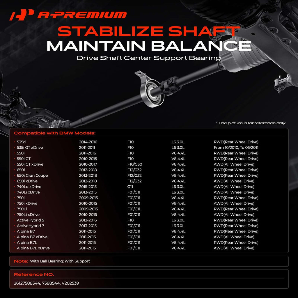 A-Premium Center Mount Driveshaft Carrier Bearing Compatible with BMW