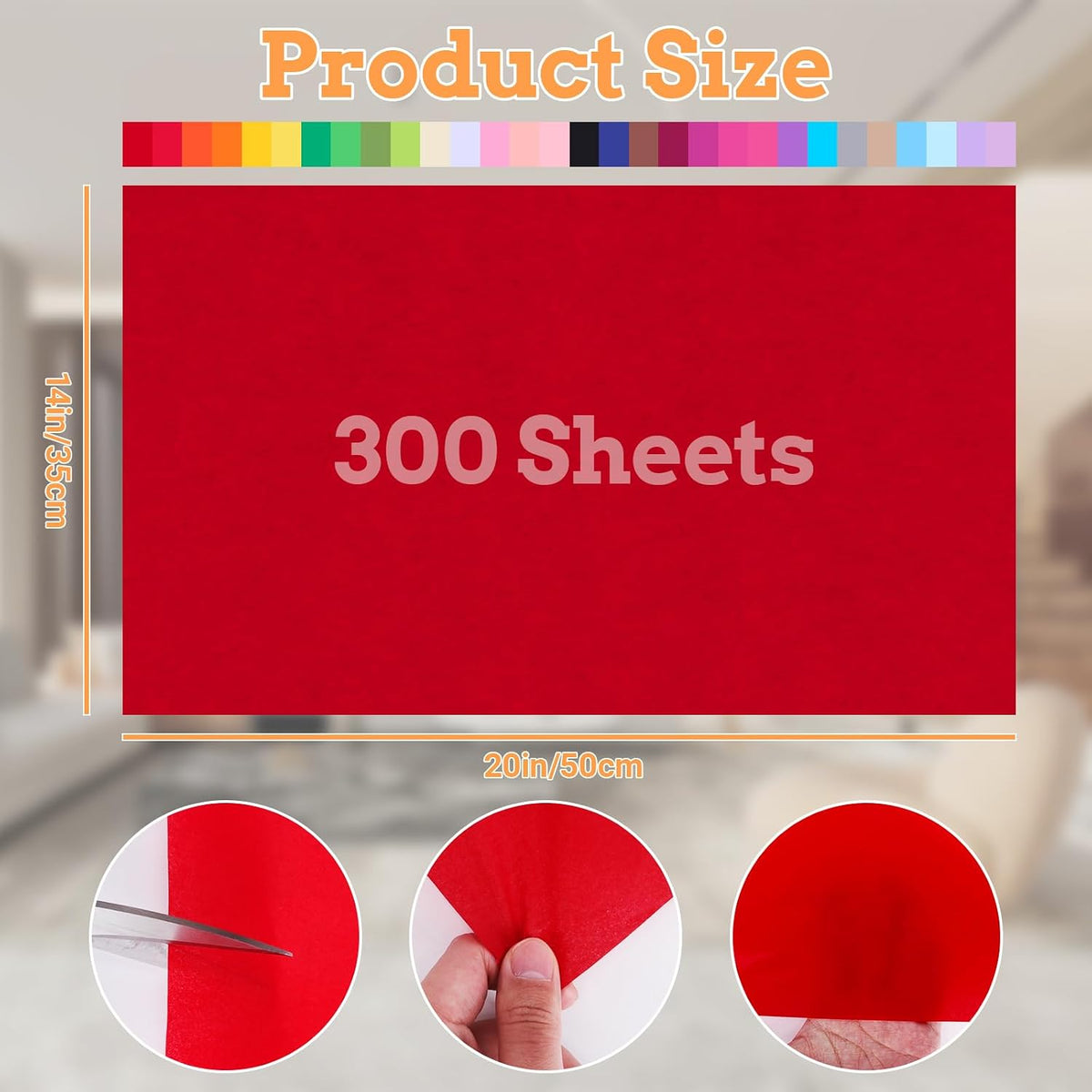 300 Sheets Colored Tissue Paper Bulk 30 Colors 14x10 Inch