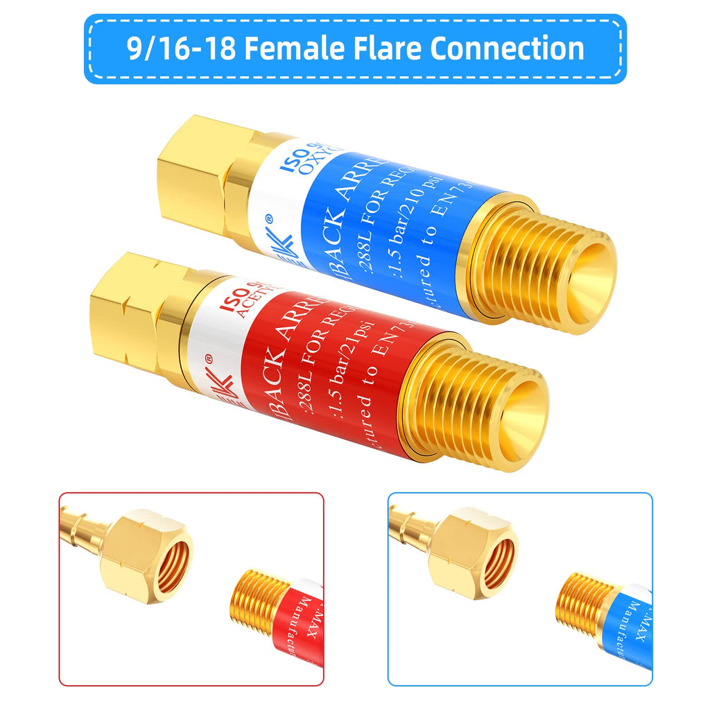 Oxygen Acetylene Flashback Arrestors Set Regulator End