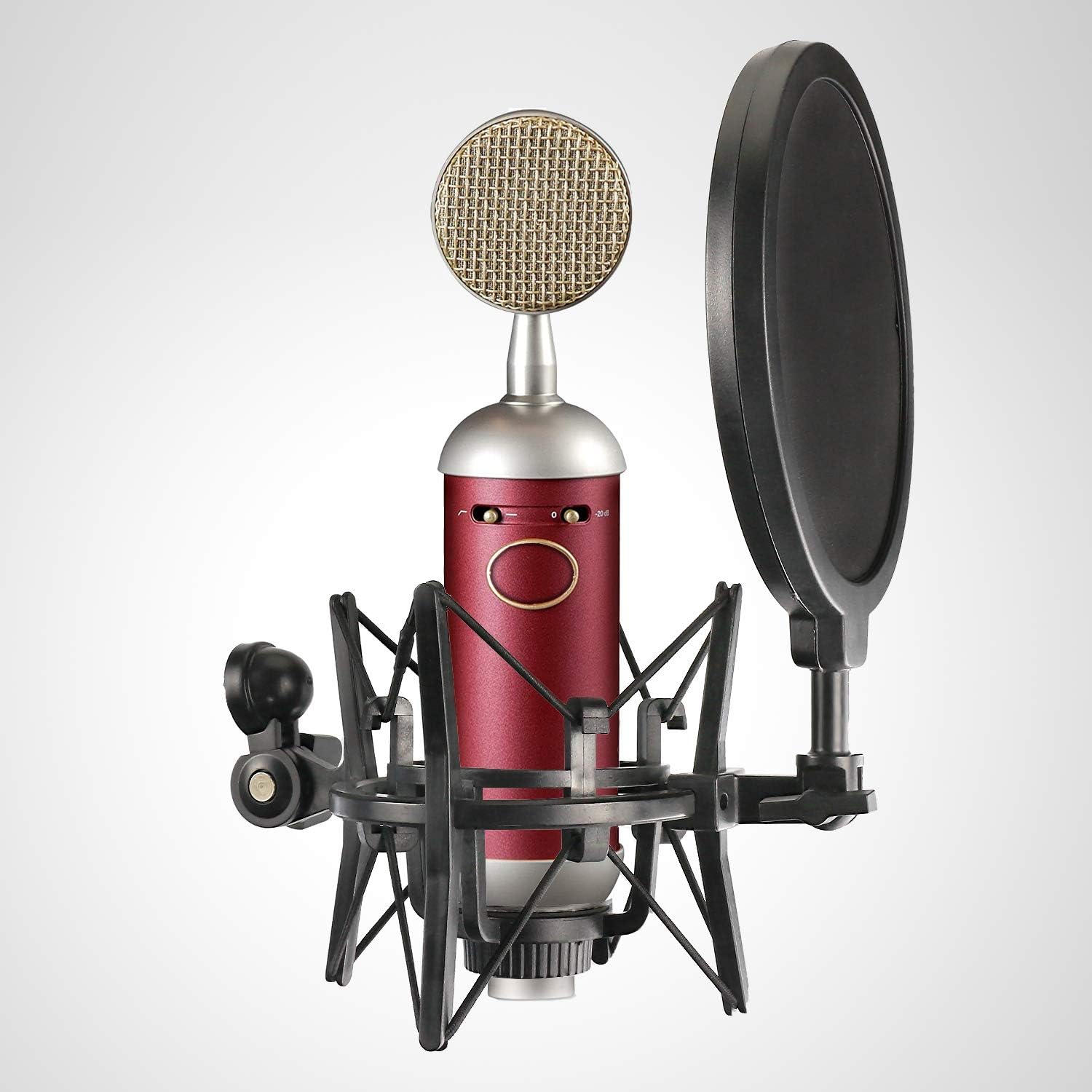 Blue Spark Shock Mount with Pop Filter, Windscreen and Shockmount to Reduce Vibration Noise Matching Mic Boom Arm for