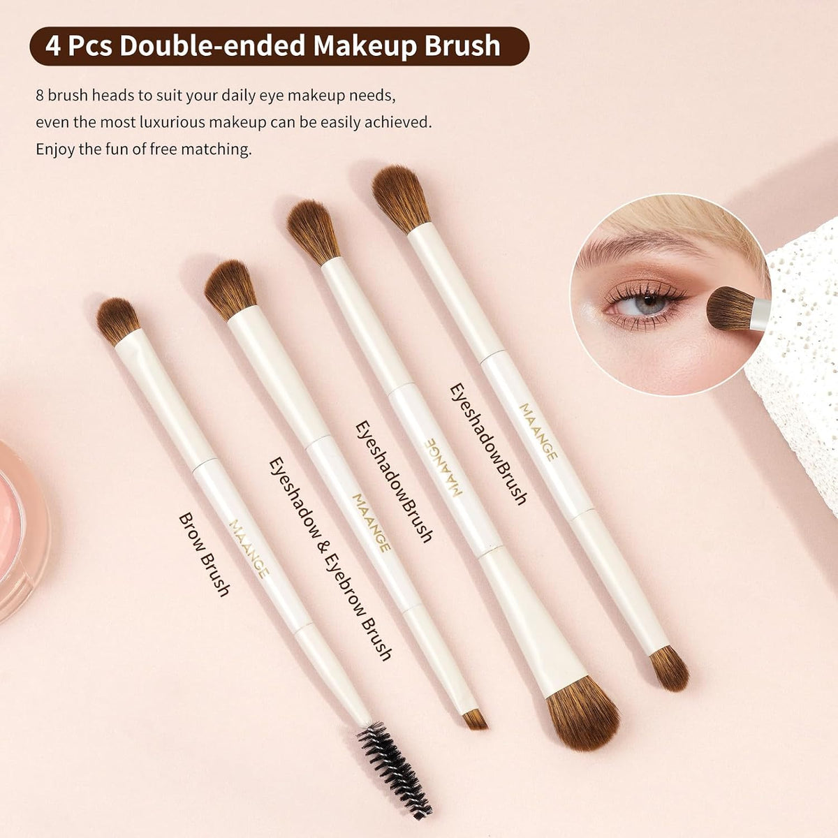 Makeup Brush Set 14-In-7 Double Ended Essential Foundation Makeup Brushes for Powder Concealers Eye Shadows Blush