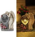 Solar Cemetery Vases for Grave, Resin Angel Headstones Vases with Spikes for Fresh Artificial Flowers, Grave Markers