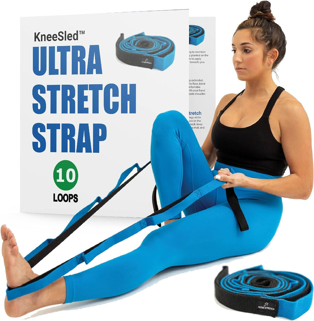 KneeSled Ultra Stretch Strap with 10 Loops, Physical Therapy Strap for Hamstring, Leg & Foot Stretching, Stretch Out