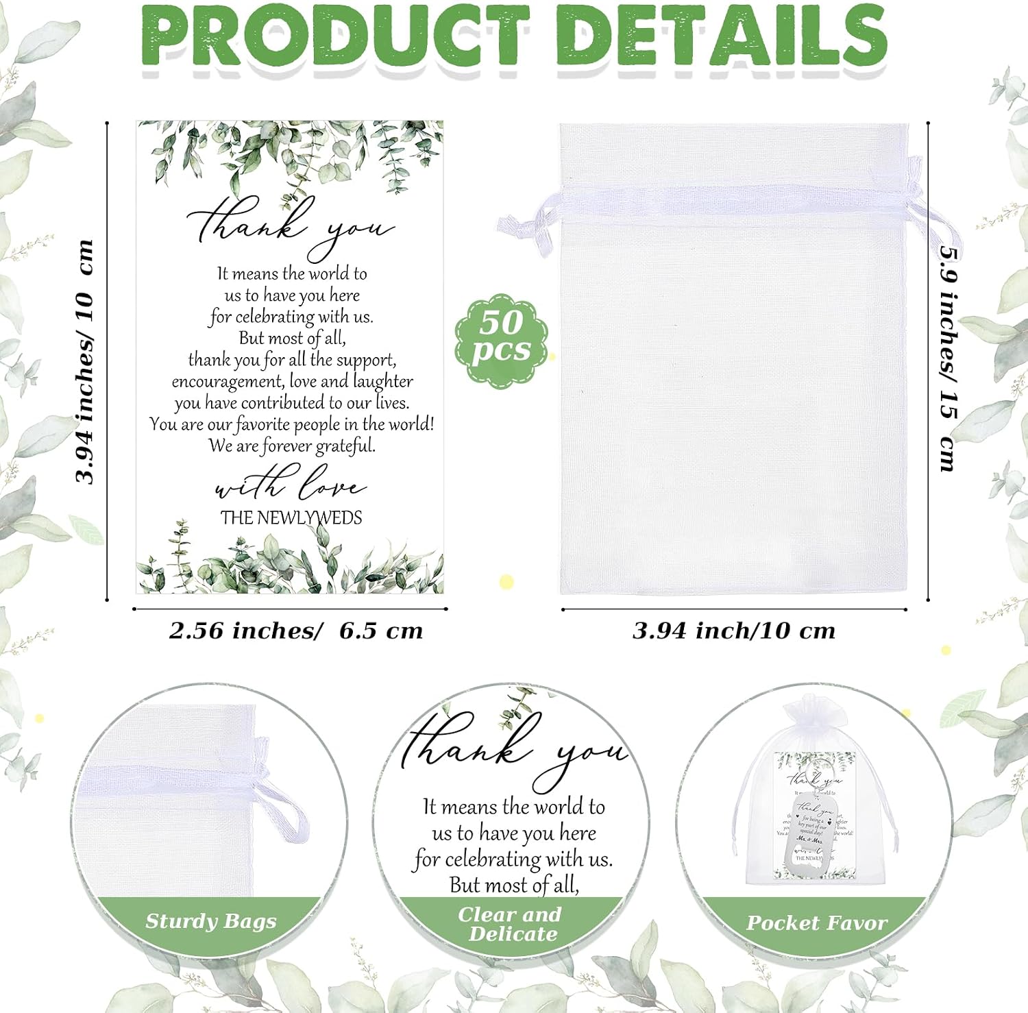 50 Sets Wedding Favors for Guests, Thank You Gifts for Guests