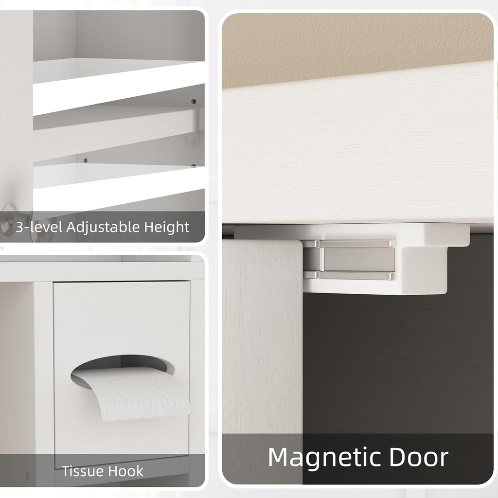 Over the Toilet Storage Cabinet, Bathroom Storage Cabient with Barn Doors, Bathroom Storage Shelf Organizer with
