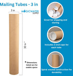 3 x 30 Inch Kraft Mailing Tubes with End Cap - 6 Pack