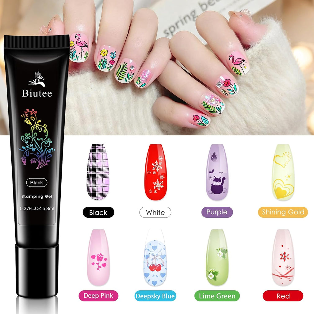 12PCS Nail Stamping Plate Set 8PCS Stamping Nail Gel Polish