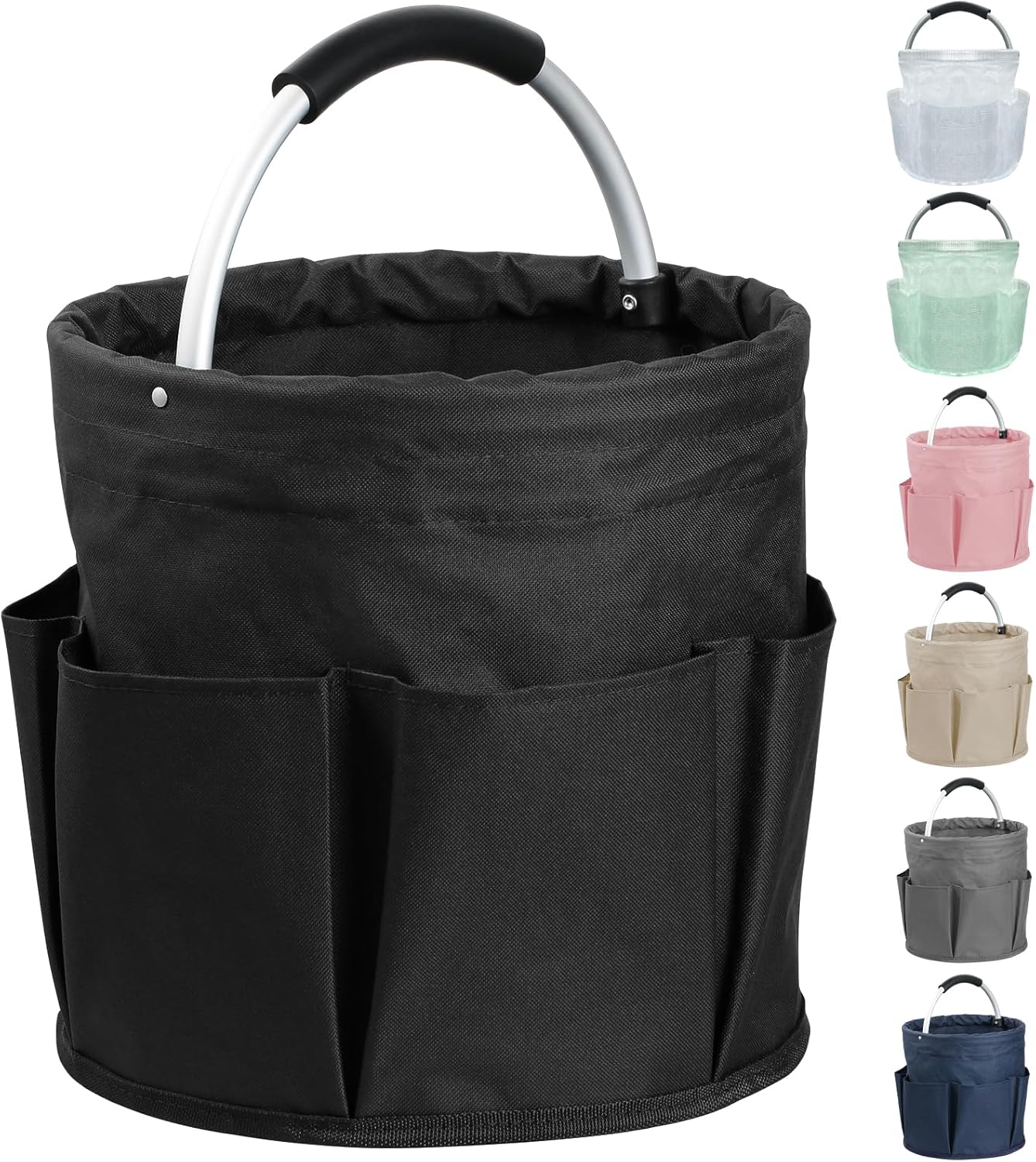 17L Cleaning Caddy with Handle and 6 Pockets, Foldable Cleaning Supply Caddy, Portable Shower Caddy in 600D Oxford
