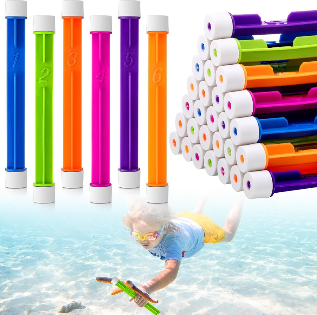 60 Pcs Diving Sticks Bulk Pool Toys with Numbers Underwater Training Pool Dive Stick for Kids Fast Sinking Gift