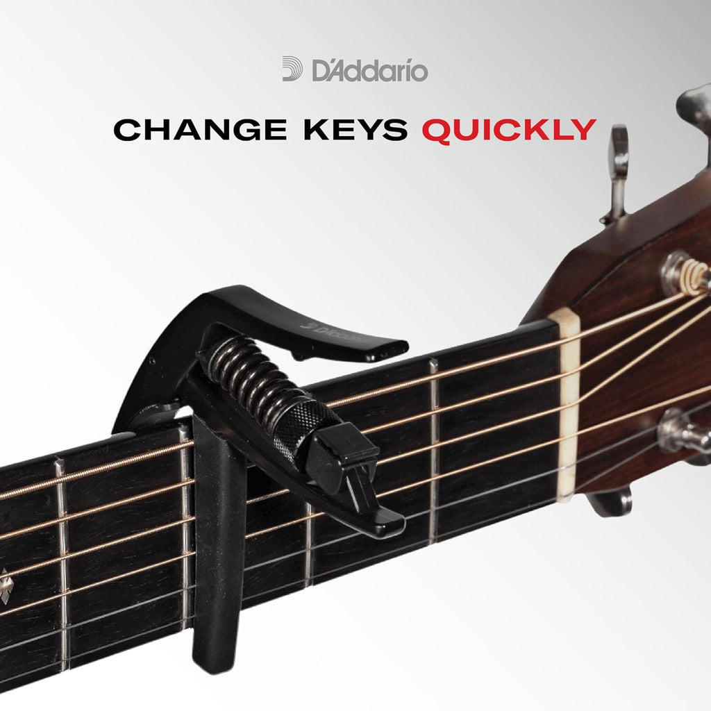 NS Tri-Action Guitar Capo, Black | D'Addario capos provide secure, buzz-free performance, precise tension control and