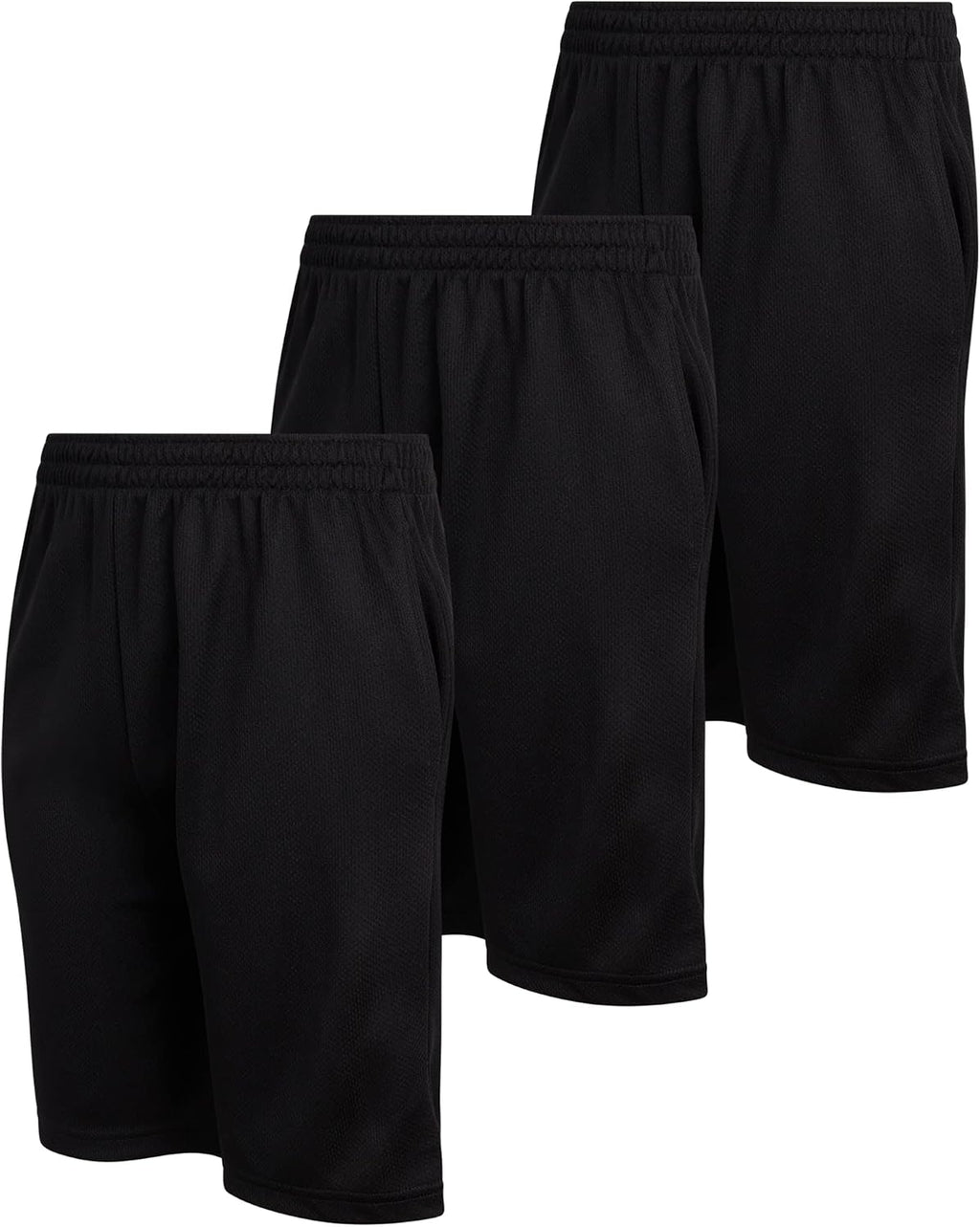 Boys Basketball Shorts 3 Pack Performance Active Mesh Shorts | Breathable Quick-Dry Feel, Elastic Waist with Pockets