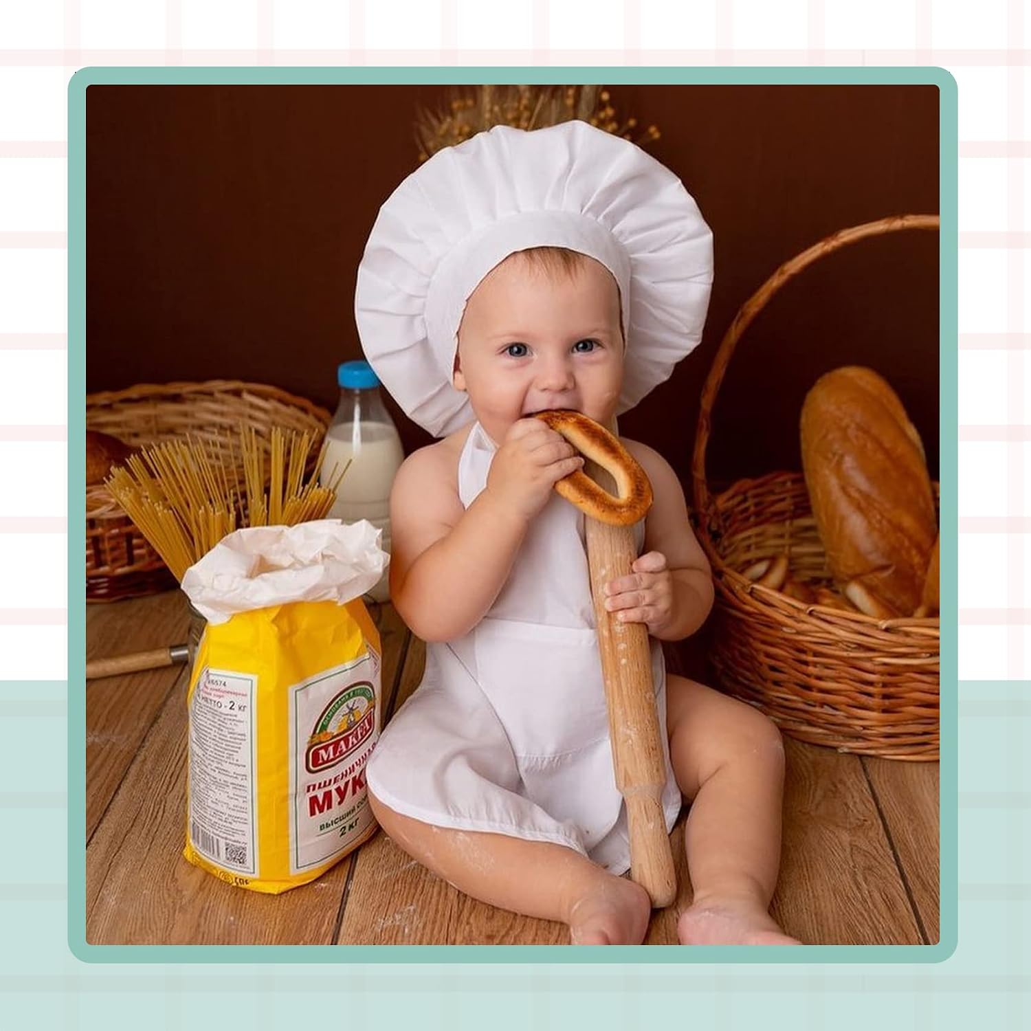 Newborn Photography Prop Baby Chef Outfits Chef Hat Apron Set Infant Chef Costume Toddler Cosplay Costume Boy Girl
