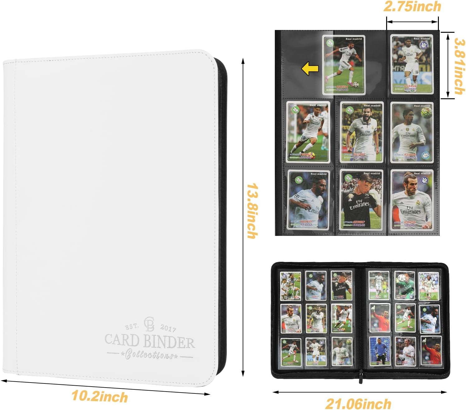 Trading Card Binder, Card Collection Binder Album Folder with 540 Side Loading Pockets, 9 Pocket Trading Card Album