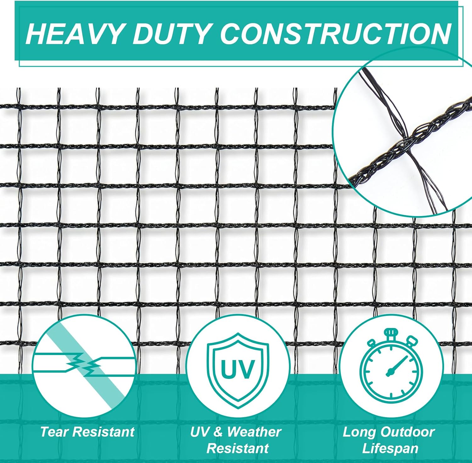 7.5ft*100ft Deer Fence Netting, Heavy Duty HDPE Mesh Animal Barrier, Black