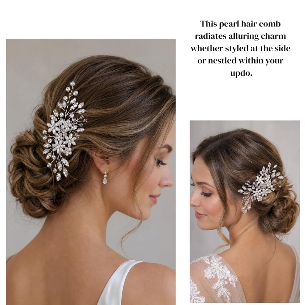 Wedding Hair Comb Pearl Crystal Bridal Hair Piece