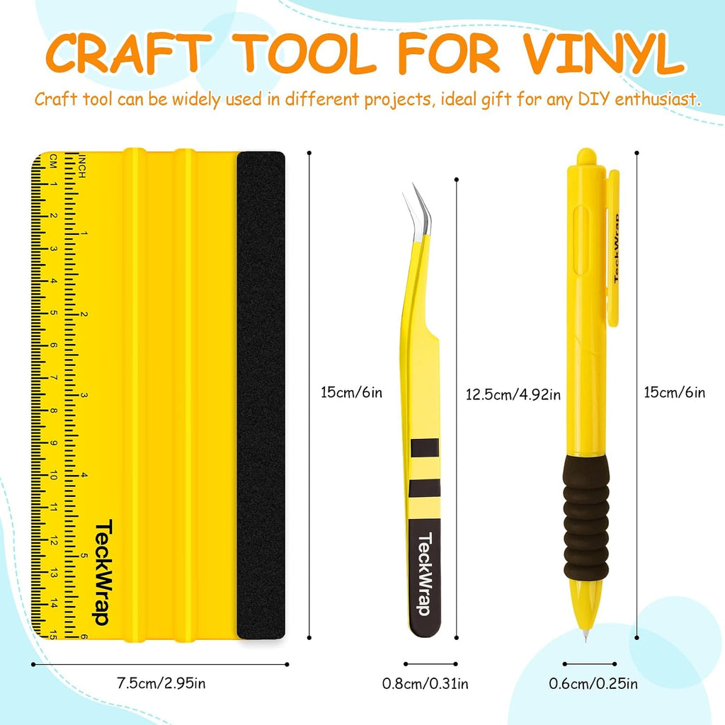 Vinyl Craft Tool Kit for Decals, HTV & Iron-On Projects - 3PCS | Retractable Weeding Pen, Felt Vinyl Squeegee with