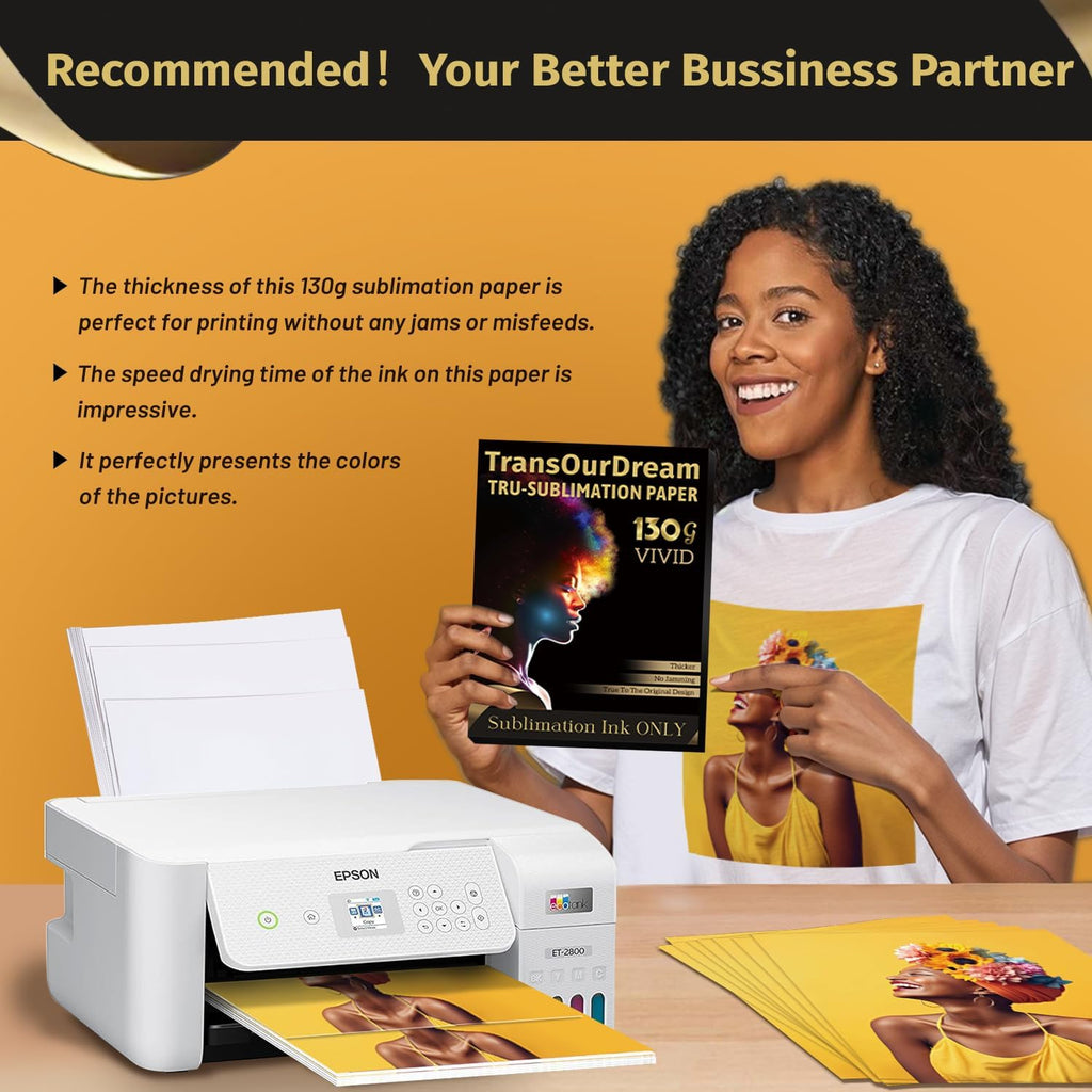 130g Sublimation Paper, 100 Sheets for DIY Sublimation Gifts | 130g More ink capacity, More vibrant colors, Vivid