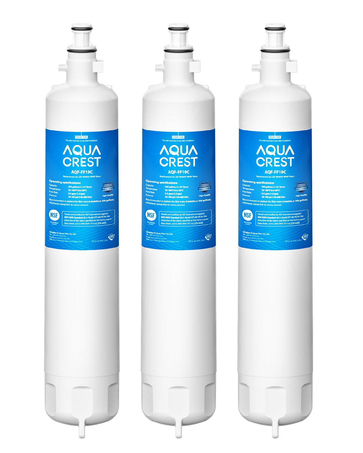 AQF-FF19C Water Filter Replacement for GE RPWFE, 3 Pack
