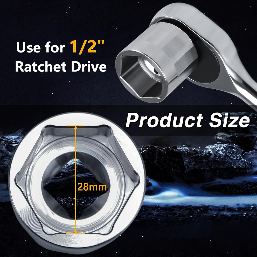 Stainless Steel 28 mm Fuel Filter Cap Wrench Oil Filter Housing Cover Cap Removal Tool Compatible with Dodge Ram 2500