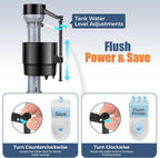 Universal Toilet Flusher Replacement Kit, Water-Saving & Height Adjustable Fill Valve, 2-Inch Flapper, Quiet &