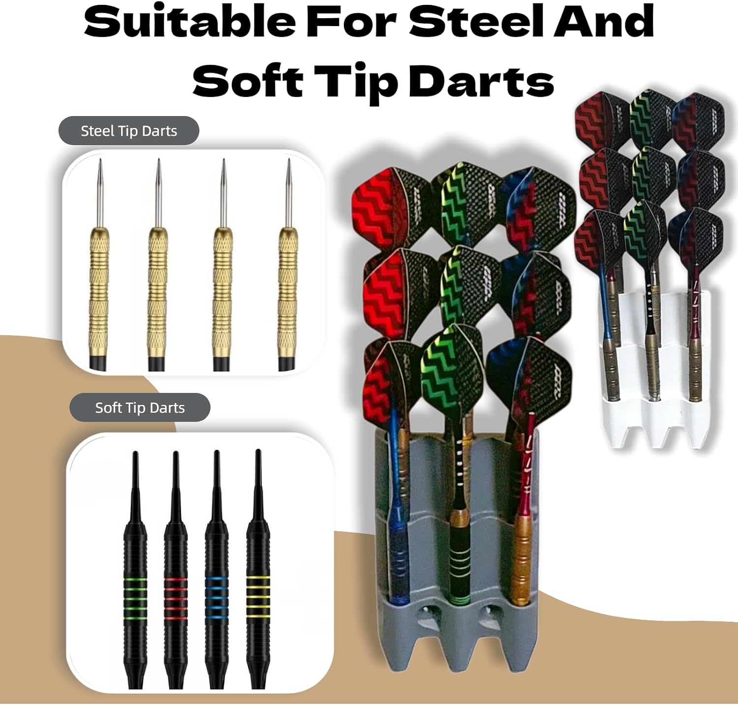 3D Printed Dart Display & Stand - 2 Pack Dart Holder Wall Mount and Decorative Wall Shelf, Display Rack for 9