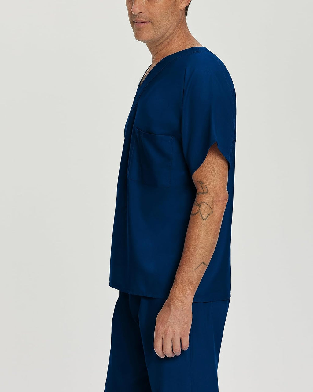 Essentials Unisex Relaxed Fit 1-Pocket V-Neck Scrub Top 7502 Navy