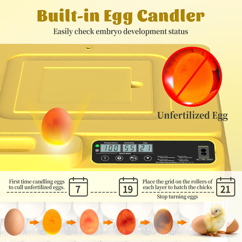 216 Egg Incubator for Hatching Eggs, Fully Automatic Egg Incubator with Auto Temp/Water/Turning, for Chicken Duck