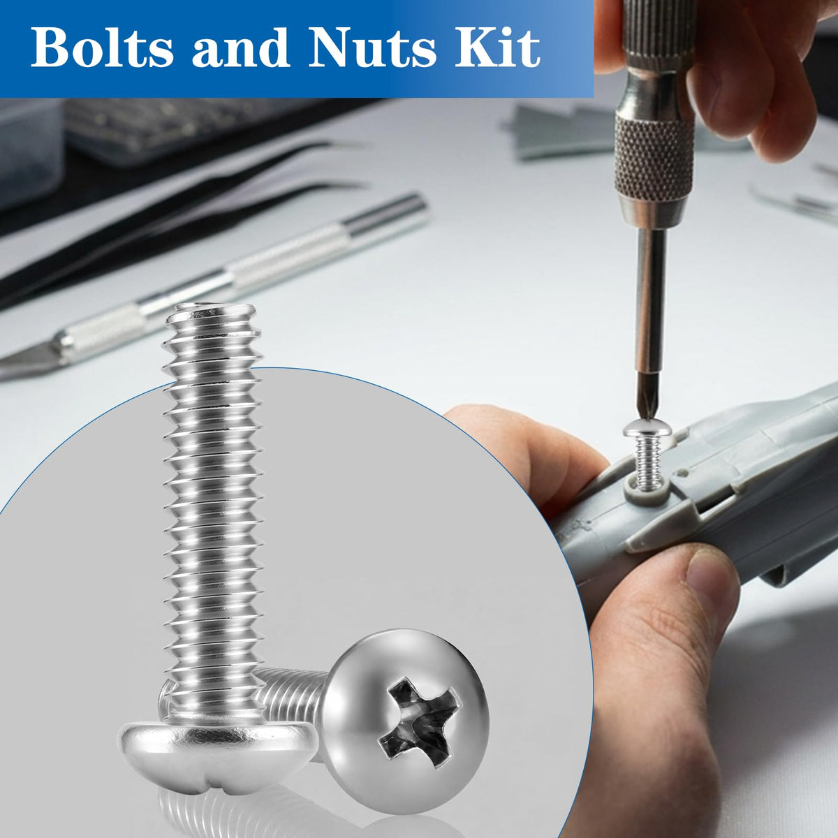 570Pcs Phillips Pan Head Nuts and Bolts Assortment Kit#6-32#8-32#10-24