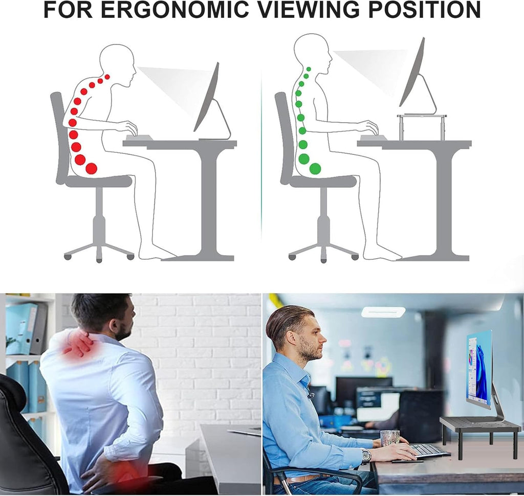 Computer Monitor Stand for Desk, Adjustable Laptop Riser, Desk Monitor Stand Underneath Storage for Office, School