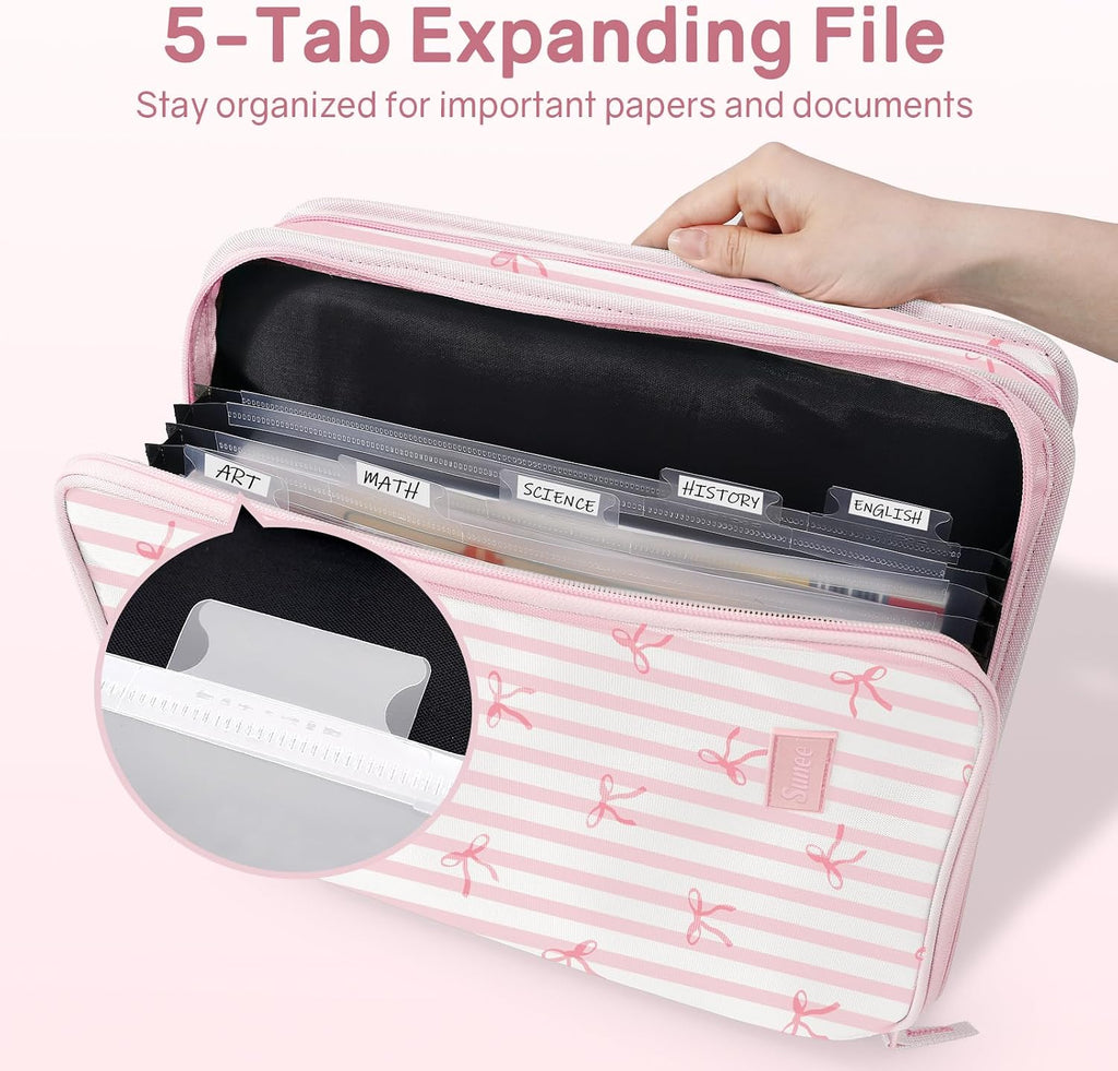 Zippered Binder Bag with Handle, 2-Inch 3-Ring O-Ring, 500-Sheet Capacity, Includes Zip Pocket, 5-Tab Expanding File