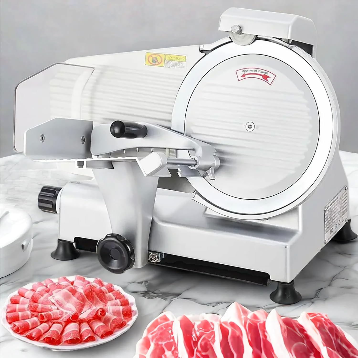 Meat Slicer With 10" Round Steel Blade,240W Electric Food Slicer With Built-In Sharpening Stone,Adjustable Thickness