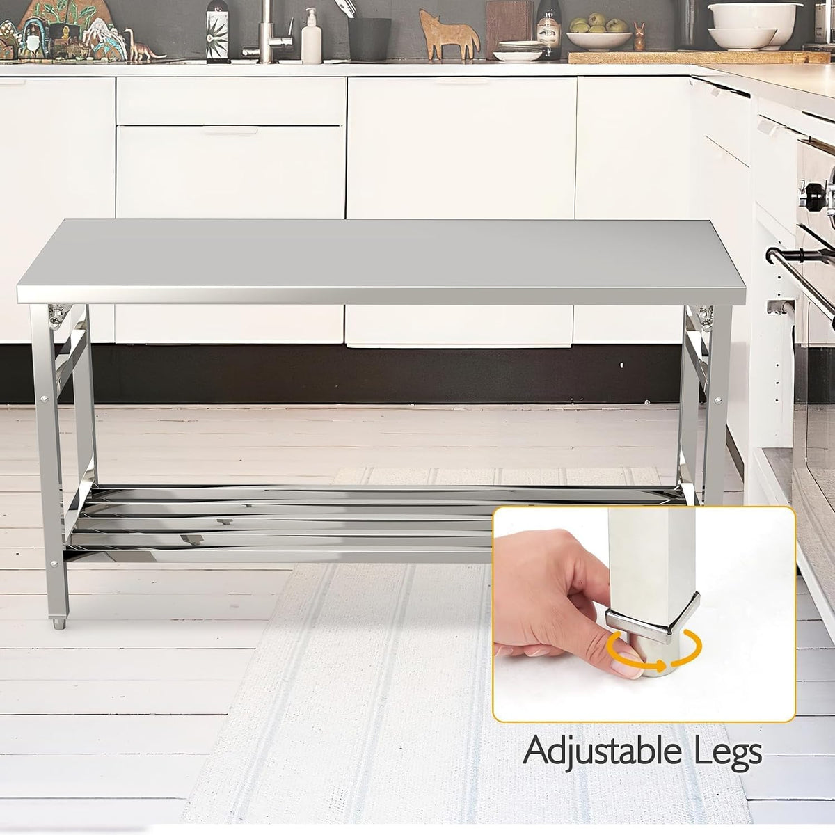 60" X 24" Stainless Steel Folding Table, No Installation Required