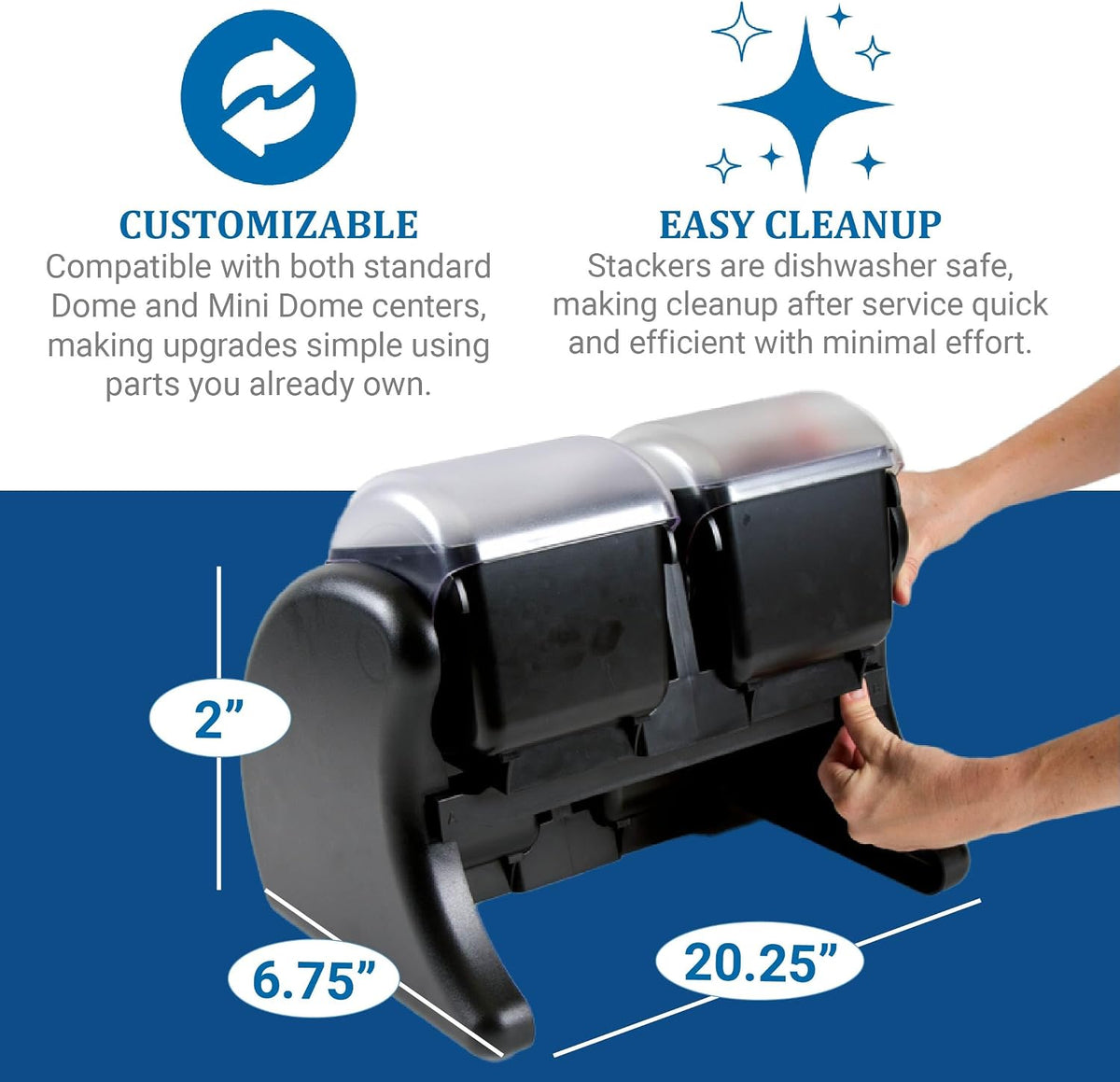 Dome Garnish Center 5 Tray with Caddies for Kitchen, Bar, And Restaurants, Plastic, 9 Pints, Black