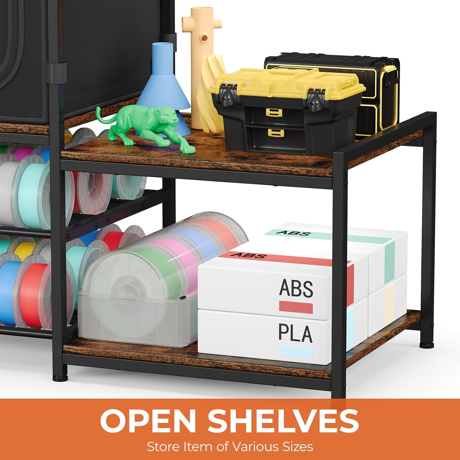3D PrinterTable with Dustproof & Noise Reducing Enclosure —4-Tier 3D Print Stand & Filament Organized for Home