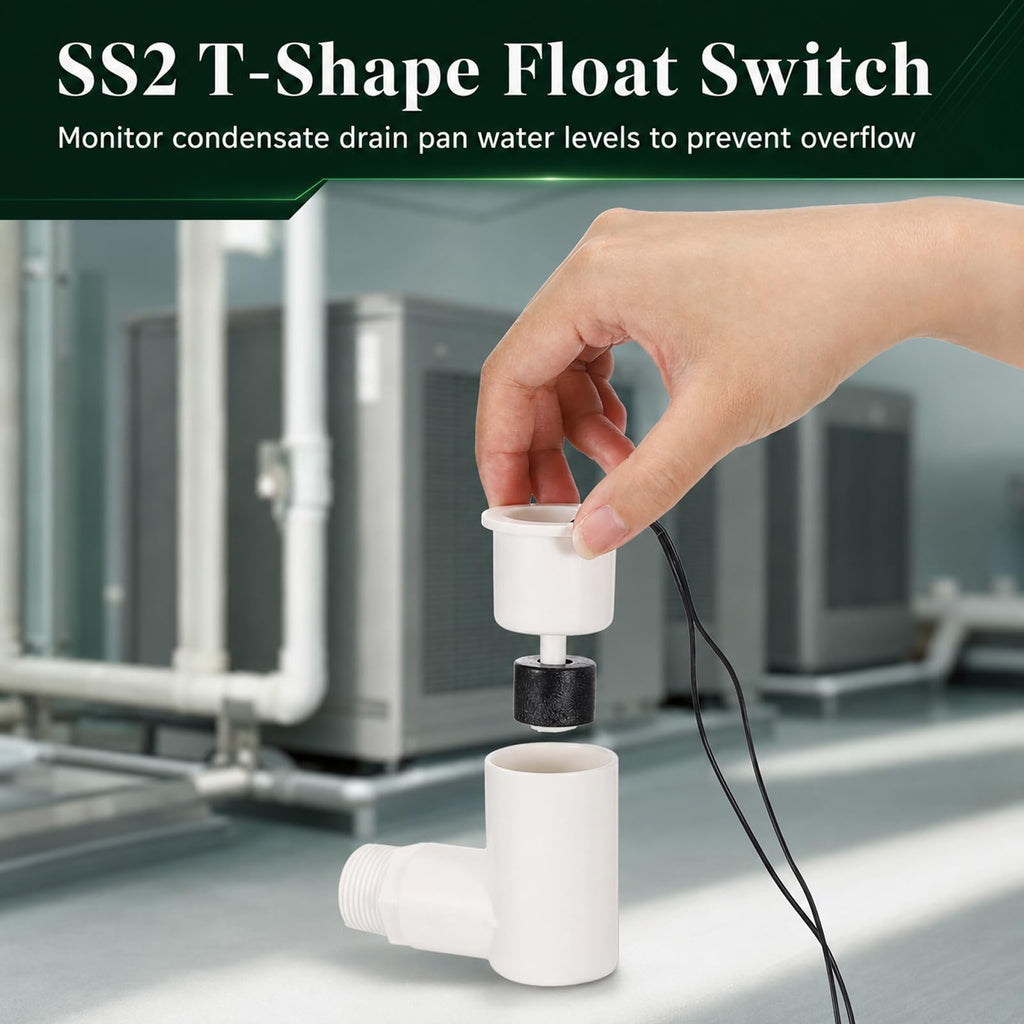 12 Pcs SS2 L-Shape AC Float Switches, 3/4" Adapter, 6ft Wire for HVAC