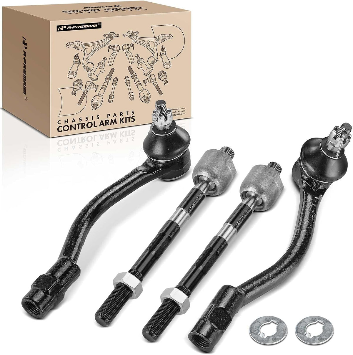 A-Premium Front Inner Outer Tie Rod End Kit, Compatible with Hyundai & Kia