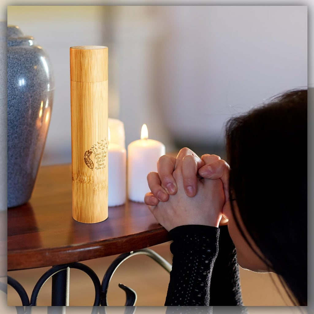 2 Sets Bamboo Scattering Cremation Ash Scattering Urns Biodegradable Urns for Human Adult Small Tube Keepsake Urn and