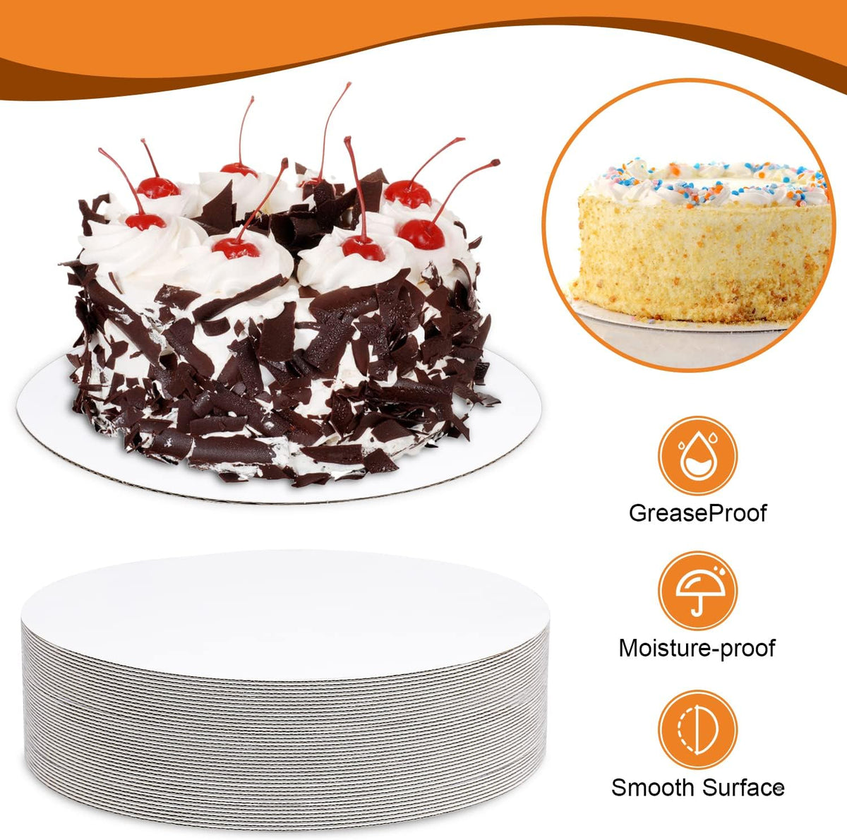 40-Packs Cake Boards 10 inch Round, White Cake Board Rounds