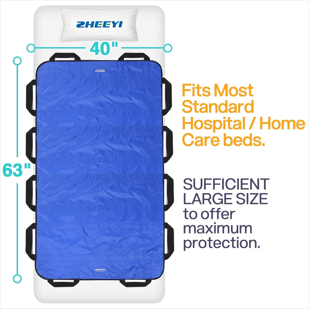 Bed Positioning Pad with Reinforced Handles 63" x 40" Washable Patient Transfer Slide Sheet for Body Lifting
