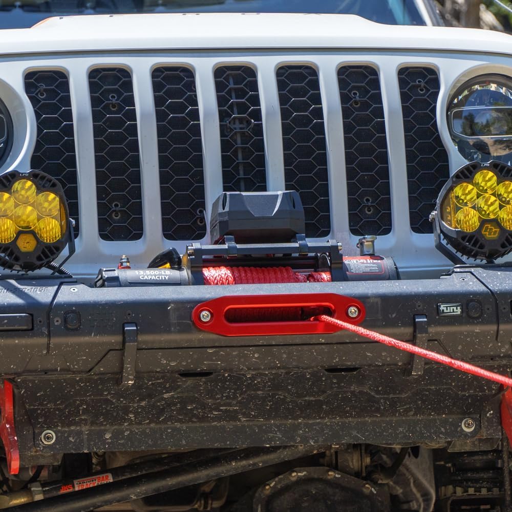 13500lb Waterproof Electric Truck Winch 12V Synthetic Rope Winch with Hawse Fairlead,Wired Handle and 2 Wireless Remote