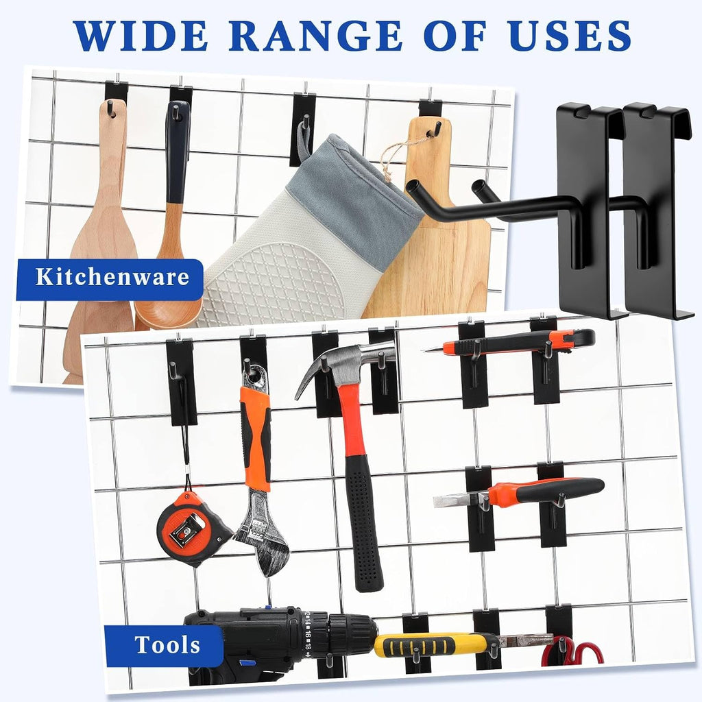 100 Pcs Gridwall Hooks Accessories 2/4/6 Inch Metal Grid Wall Hangers Display Hooks for Retail Garage Shop Commercial
