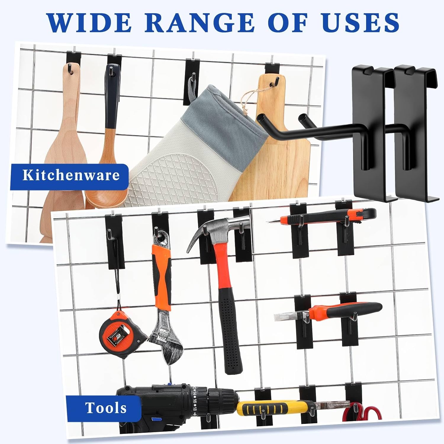 100 Pcs Gridwall Hooks Accessories 2/4/6 Inch Metal Grid Wall Hangers Display Hooks for Retail Garage Shop Commercial