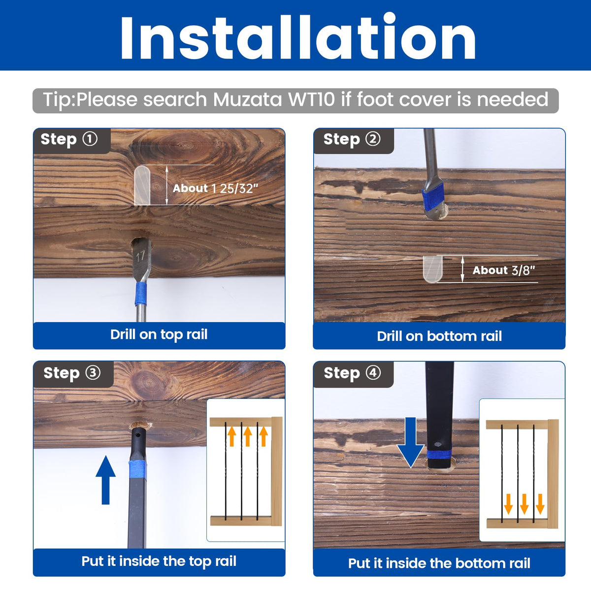 10 Pack 44" Double Twist Hollow Iron Balusters WT14