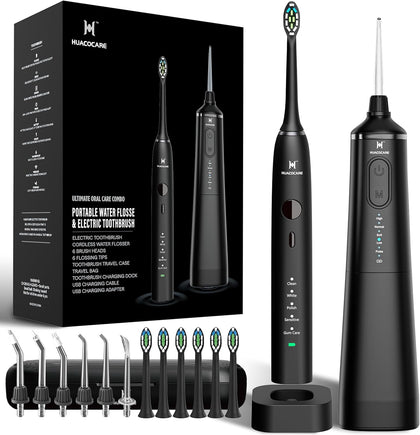 Upgraded Pro Dental Care Kit: 5-Mode Water Flosser & 50,000 VPM Sonic Electric Toothbrush | Premium Oral Clean Set