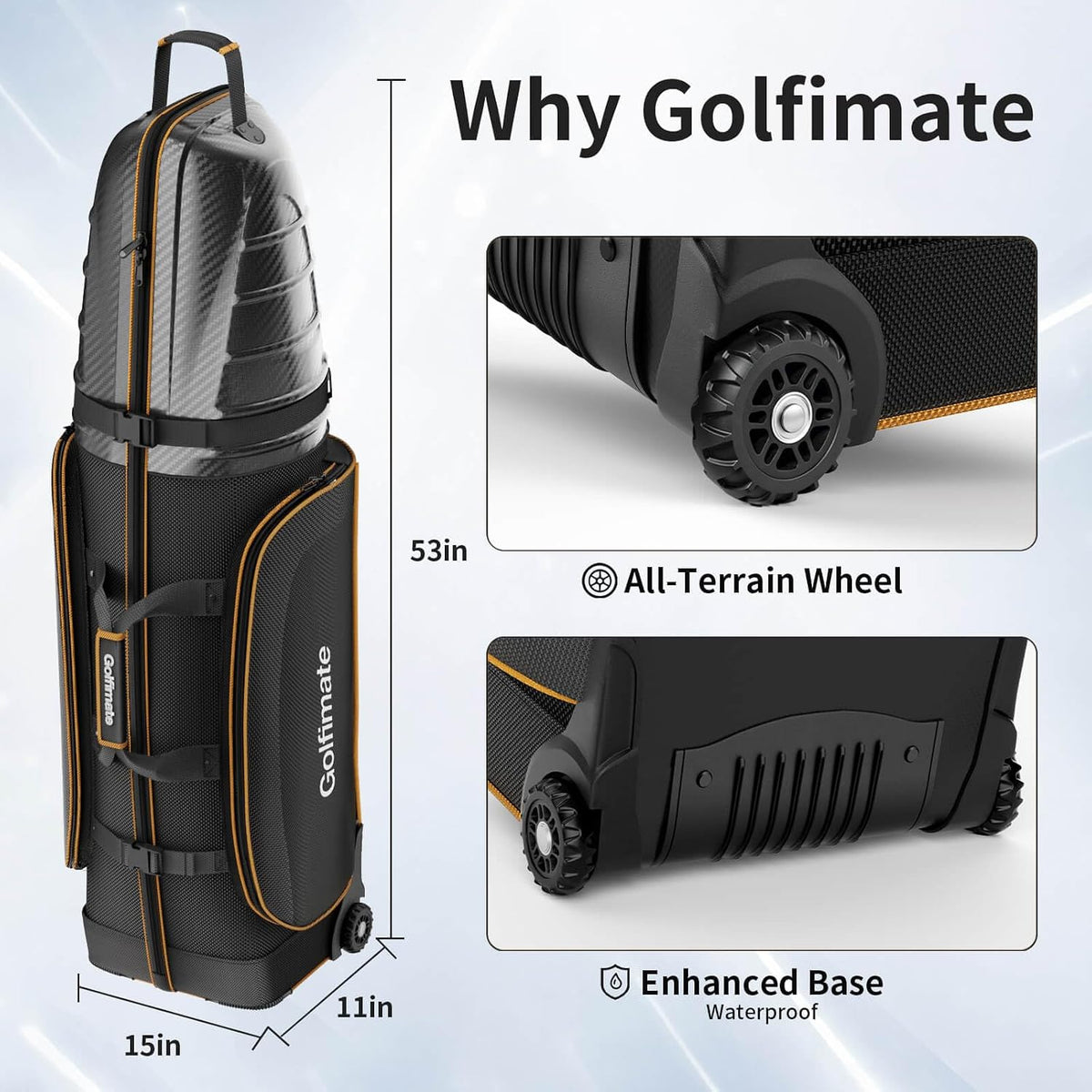Golf Travel Bags for Airlines with Carbon Fiber Hard Top
